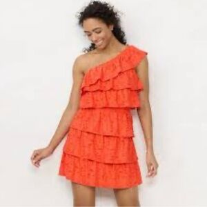 LC Lauren Conrad One-Shoulder Ruffle Dress in Vibrant Orange